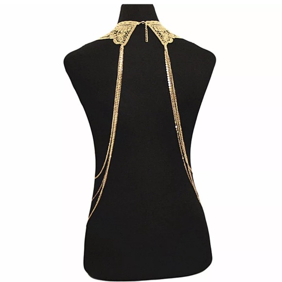 Lace Body Chain Necklace with Chains/Long Tassels - Picture 4 of 5